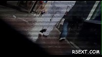 Горячую проститутку с маленькими сиськами жестко трахают с подстриженной киской